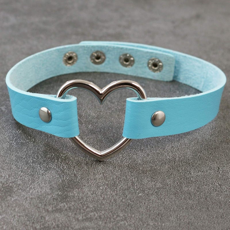 ETHOON Love Heart Adjustable Leather Choker Punk PU Necklace Goth Choker Soft Collar Chain for Women - Image 2